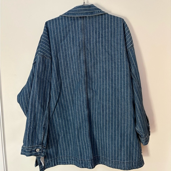 NWT Free People We The Free Madison City Pinstripe Denim Jacket Size Large - Picture 13 of 15